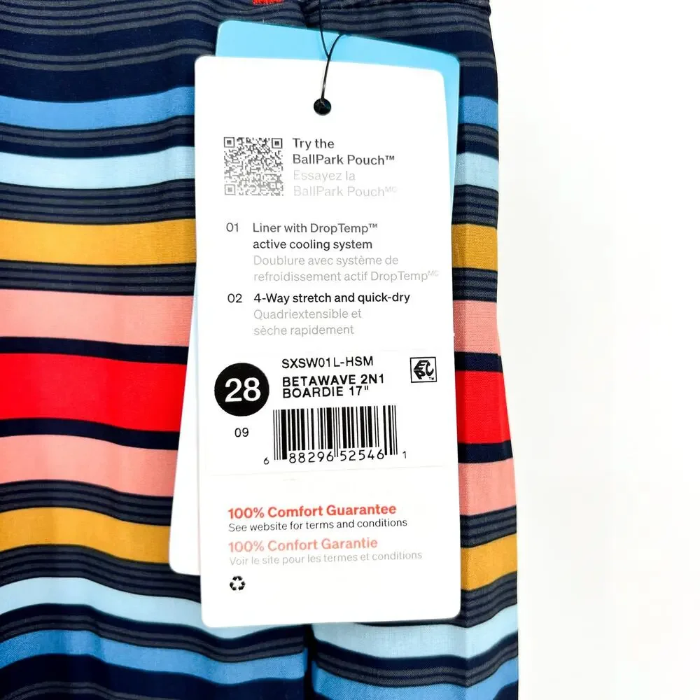 SAXX Betawave 2n1 Swim Board Shorts Size 28 Blue Stripe 7